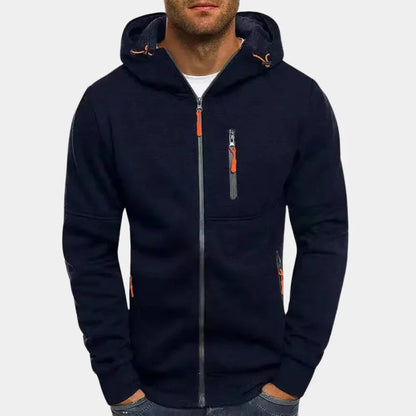 Slim Fit Hoodie with Zipper and Side Pockets