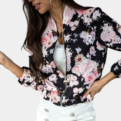 Printed Bomber Jacket Full Zip Cut