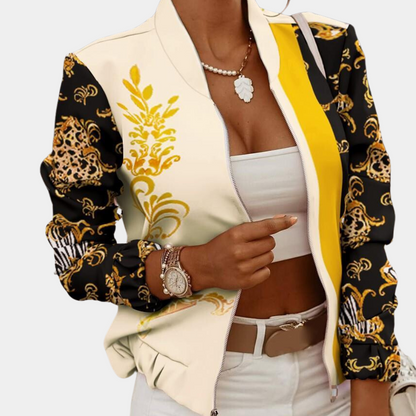 Printed Bomber Jacket Full Zip Cut