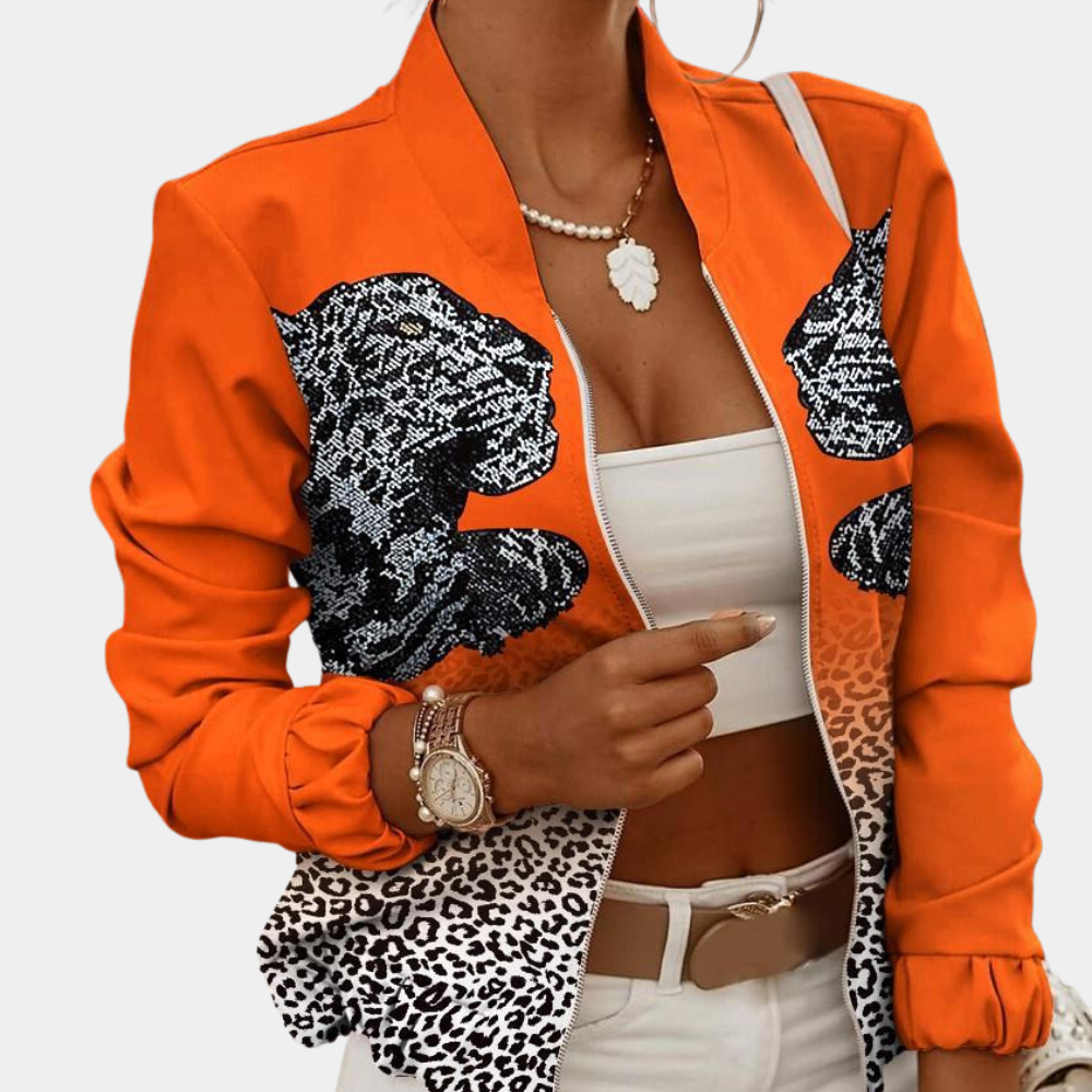 Printed Bomber Jacket Full Zip Cut