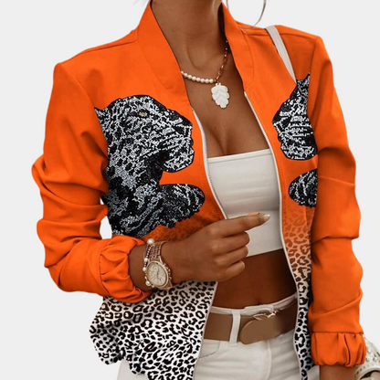 Printed Bomber Jacket Full Zip Cut