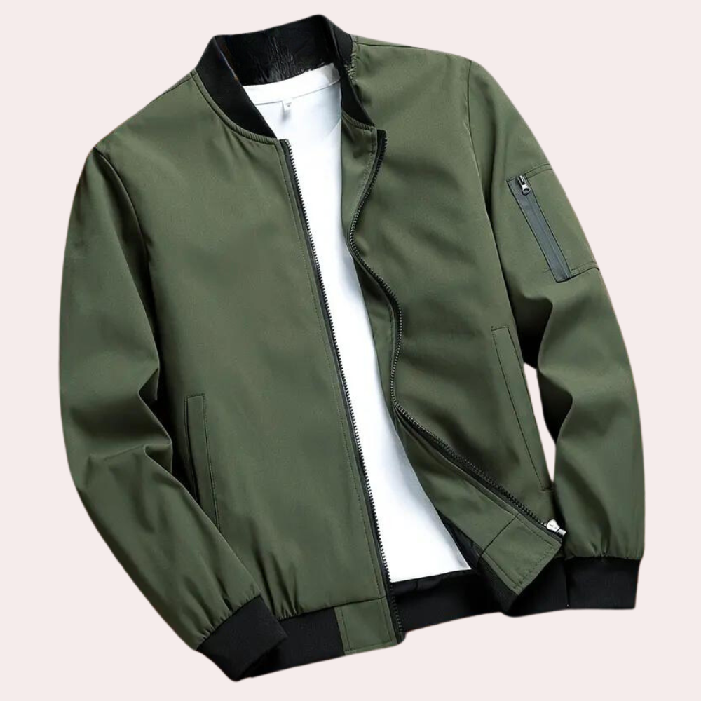 Leichte Bomberjacke Mit Taschen Rippbündchen - IdealeKleiden