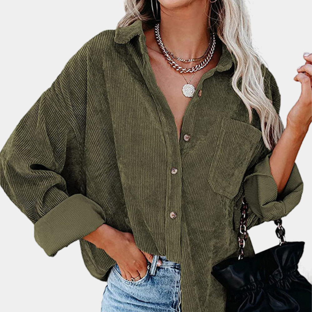 Herbstliche Damenjacke Cordstoff Trendy - IdealeKleiden