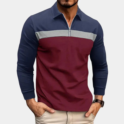 Men's Long-Sleeve Polo Shirt Elegant Slim Fit