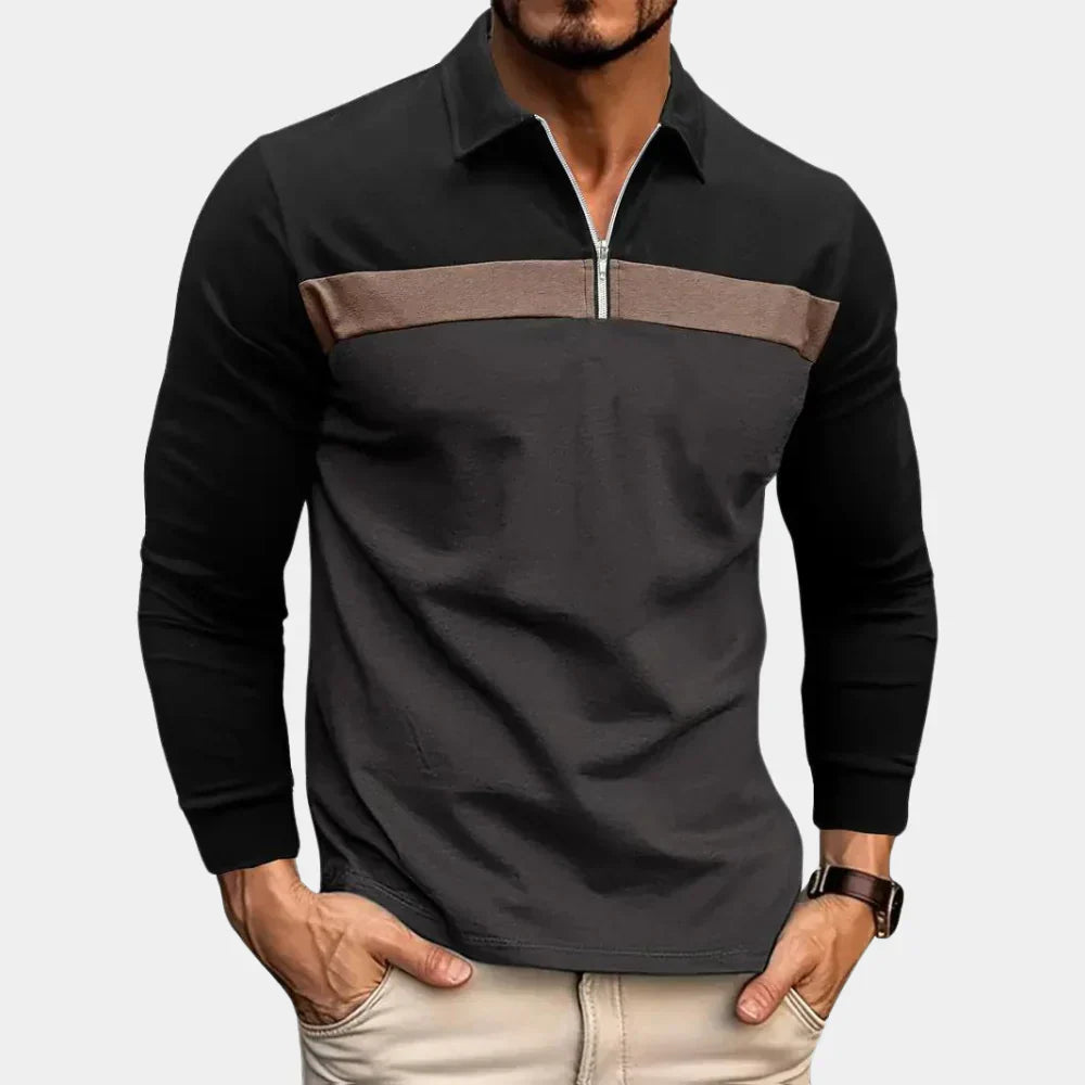 Men's Long-Sleeve Polo Shirt Elegant Slim Fit