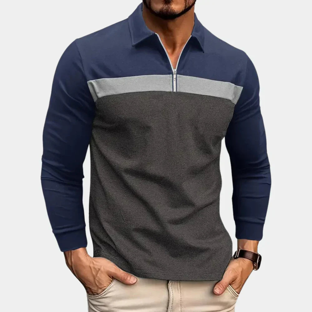 Men's Long-Sleeve Polo Shirt Elegant Slim Fit