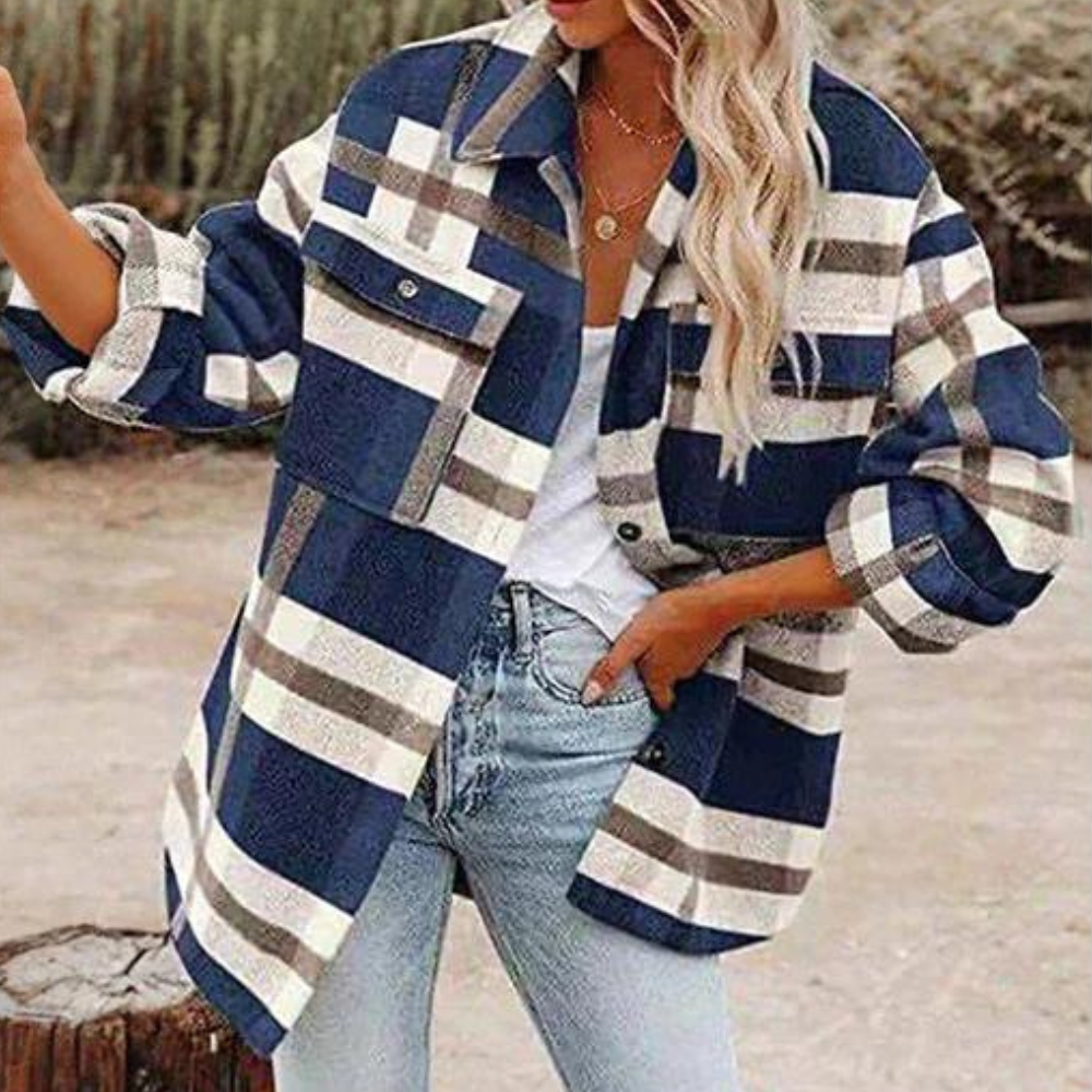 Stylish Plaid Women's Jacket Warm Autumn