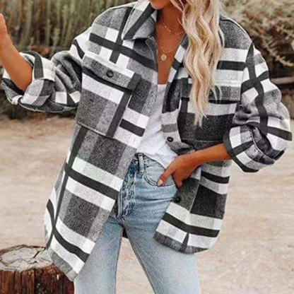 Stylish Plaid Women's Jacket Warm Autumn