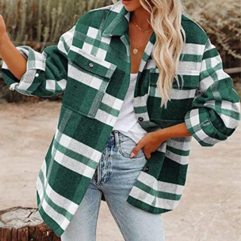 Stylish Plaid Women's Jacket Warm Autumn