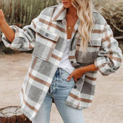 Stylish Plaid Women's Jacket Warm Autumn
