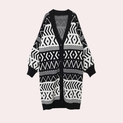 Stylish Autumn Coat Geometric Design Women