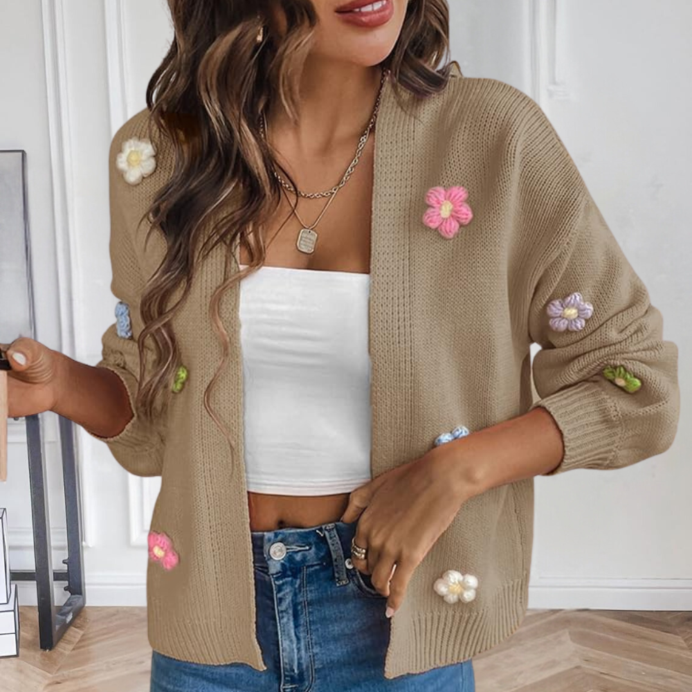 Stylish Women's Jacket 3D Floral Pattern
