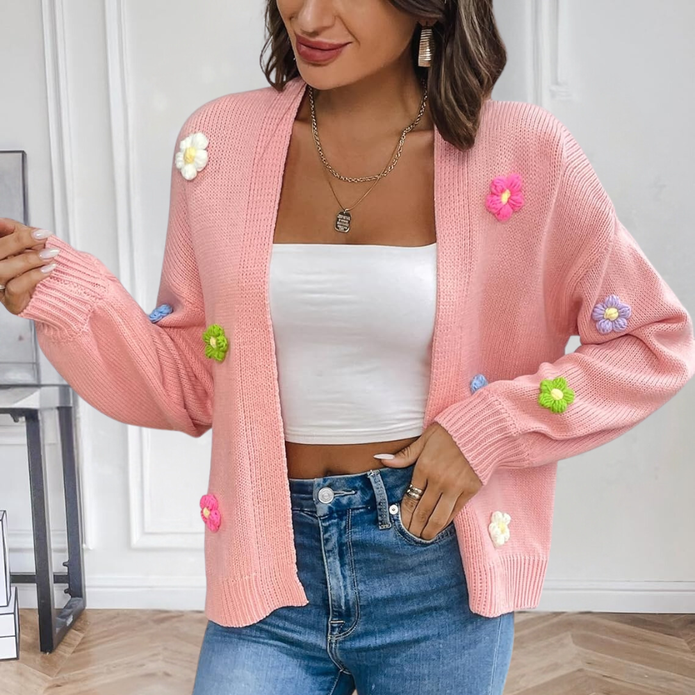 Stylish Women's Jacket 3D Floral Pattern