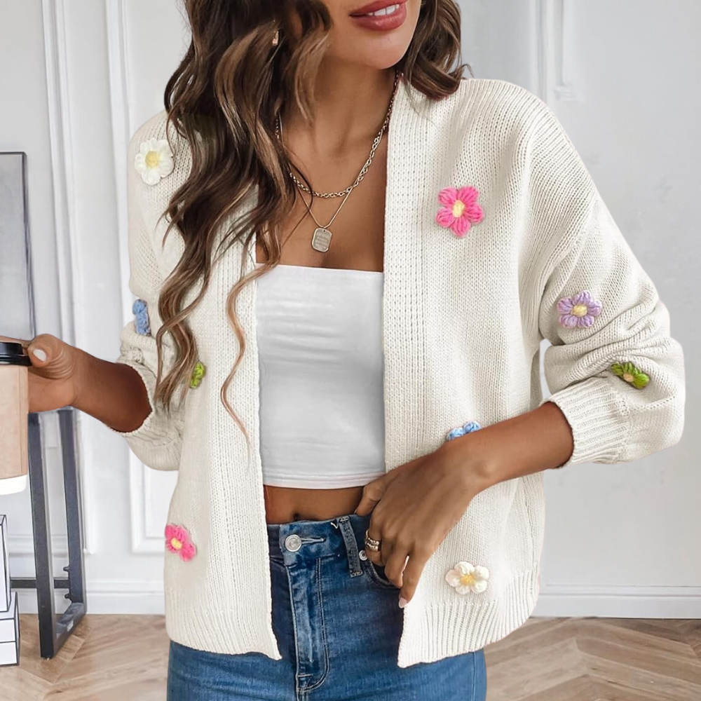 Stylish Women's Jacket 3D Floral Pattern