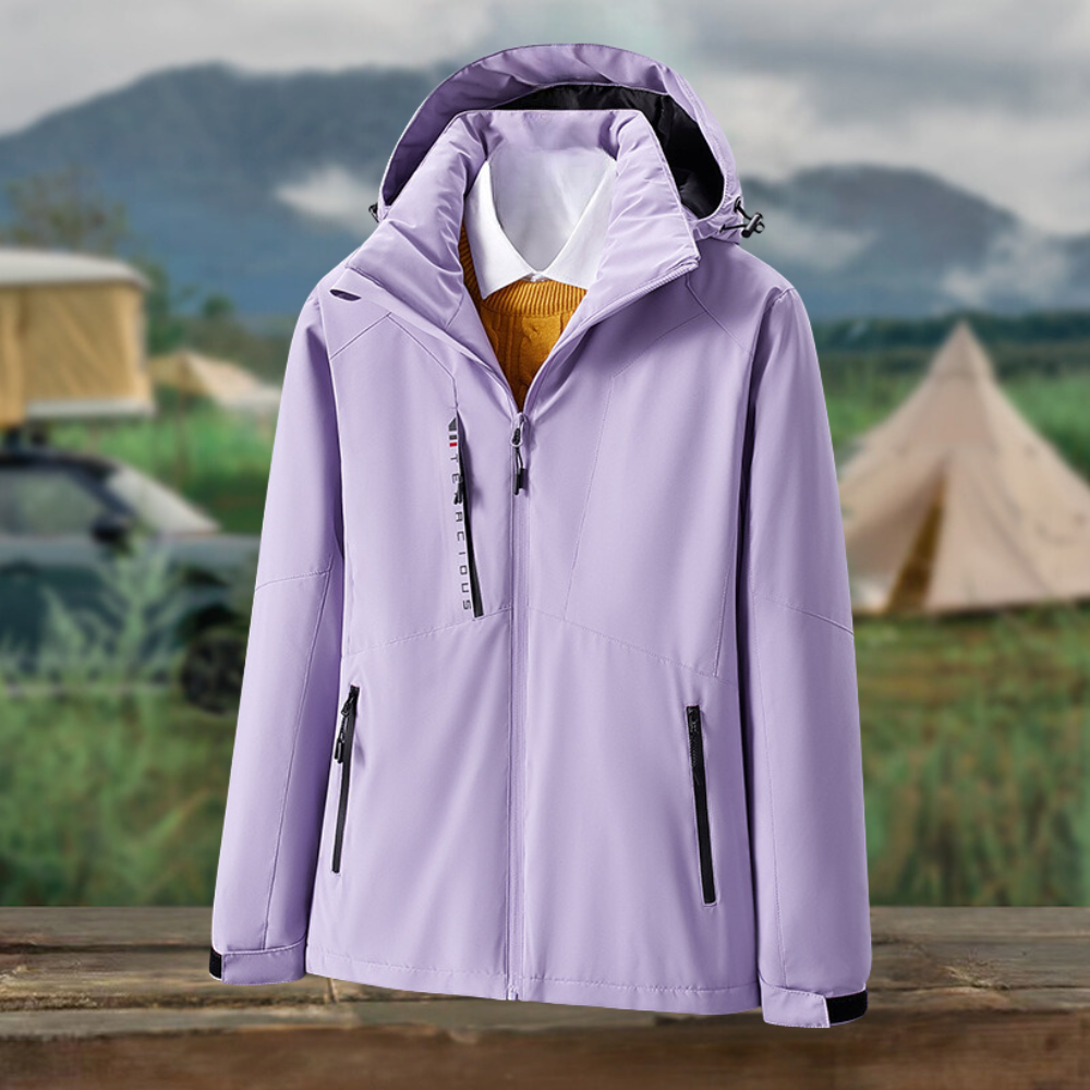 Stylish women's jacket with a fashionable hoodie
