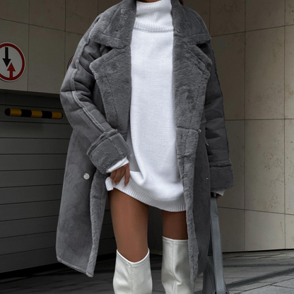 Women's Long Plush Jacket Winter Elegance