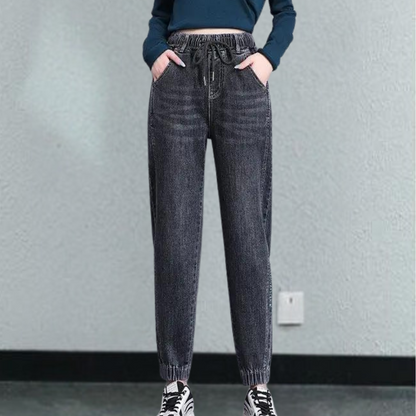 Modische Damenjeans Mit Verstellbarer Kordel