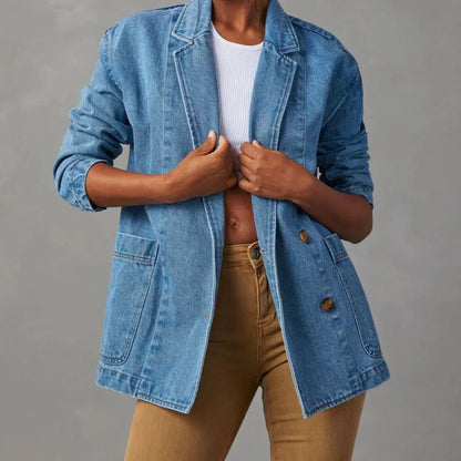 Women's Casual Denim Jacket With Pockets