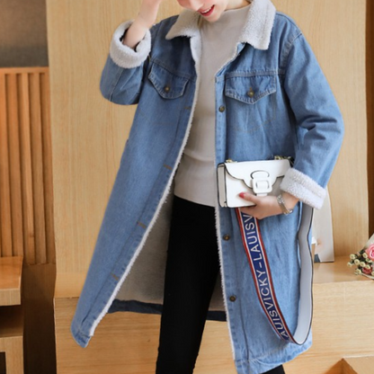 Stylish Women's Denim Winter Coat Elegant