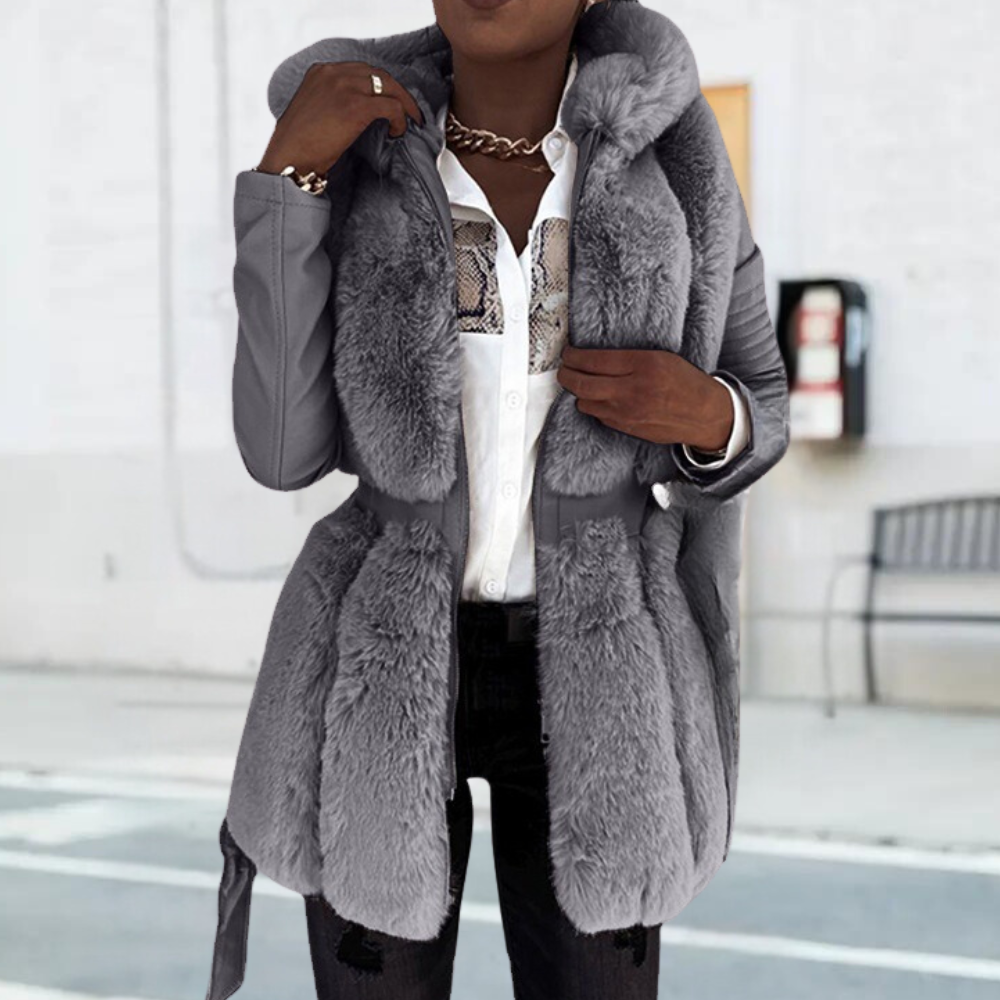 Elegant Women's Winter Jacket Hood Black