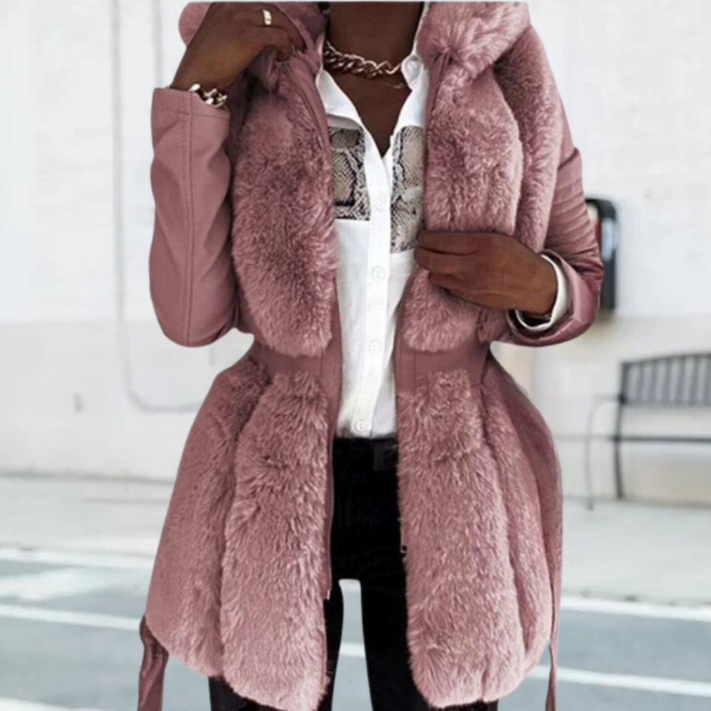 Elegant Women's Winter Jacket Hood Black