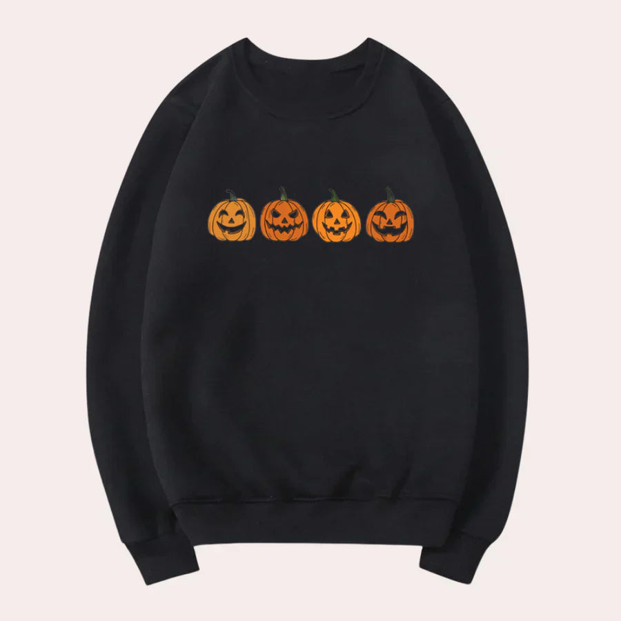 Halloween Sweatshirt for Women Pumpkin Design Crew Neck