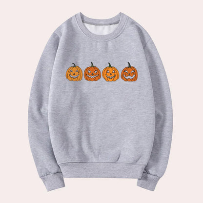 Halloween Sweatshirt for Women Pumpkin Design Crew Neck