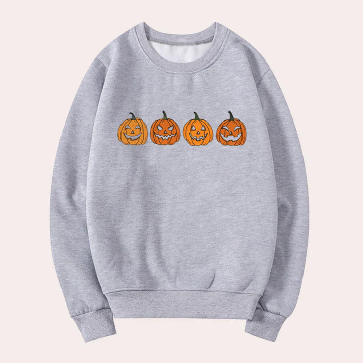 Halloween Sweatshirt for Women Pumpkin Design Crew Neck
