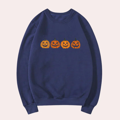 Halloween Sweatshirt for Women Pumpkin Design Crew Neck