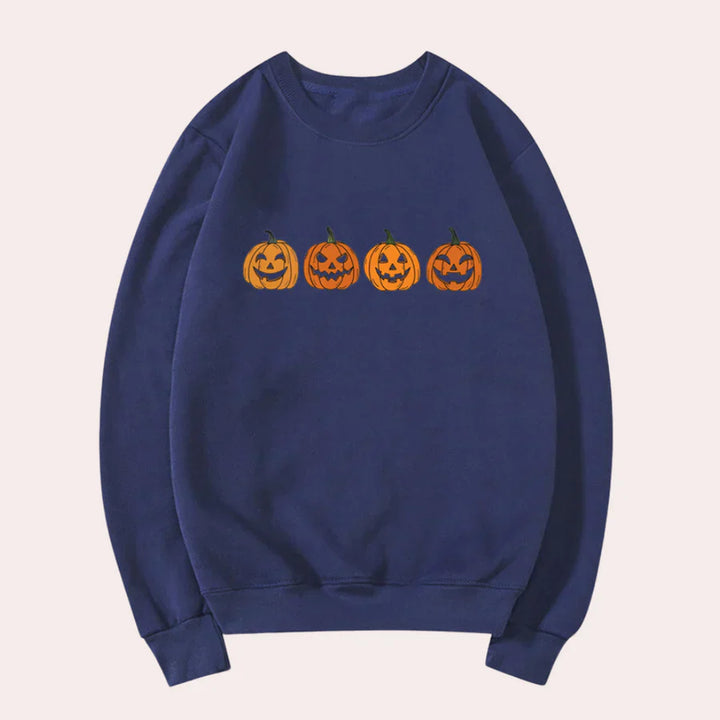Halloween Sweatshirt for Women Pumpkin Design Crew Neck