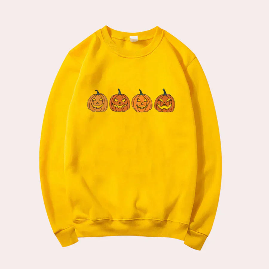 Halloween Sweatshirt for Women Pumpkin Design Crew Neck