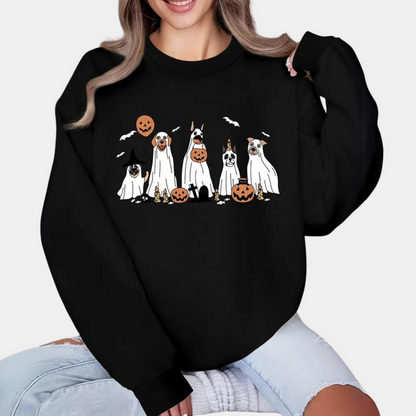 Halloween Pullover Damen Süßer Hundeaufdruck - IdealeKleiden
