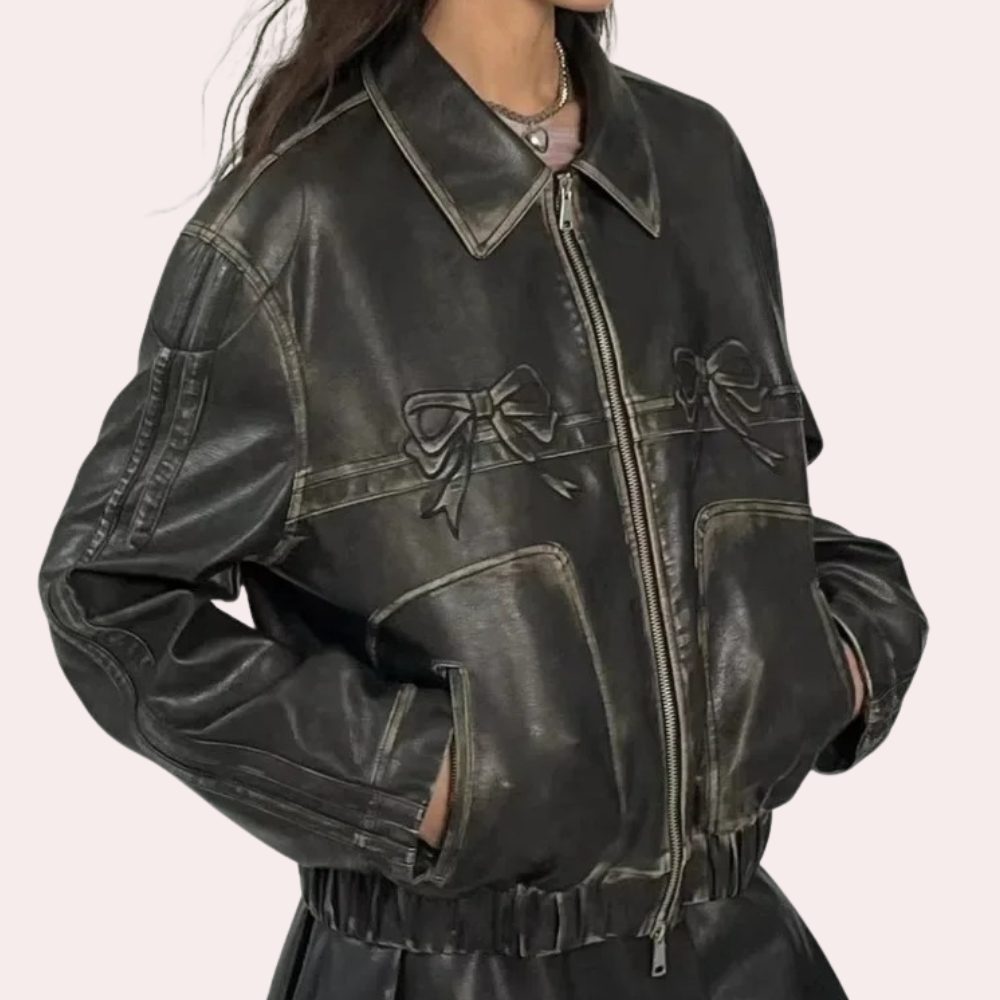 Stylish Women's Jacket with Bow Buttons Autumn Fashion
