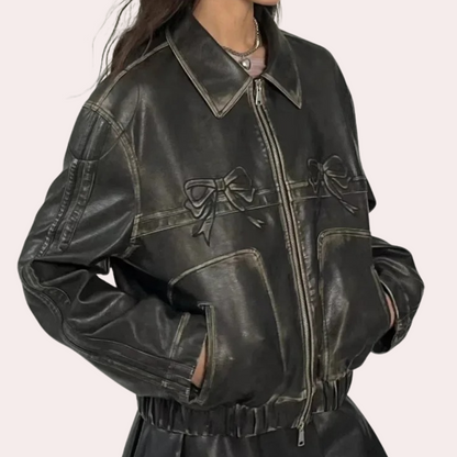 Stylish Women's Jacket with Bow Buttons Autumn Fashion
