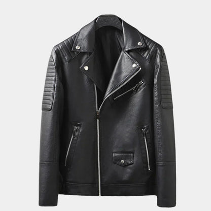 Men's Modern Leather Biker Jacket with Zipper
