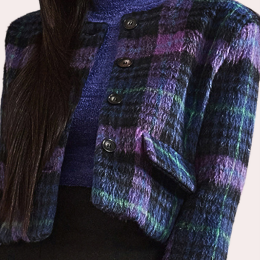 Modische Herbstjacke Karo Muster Damen - IdealeKleiden