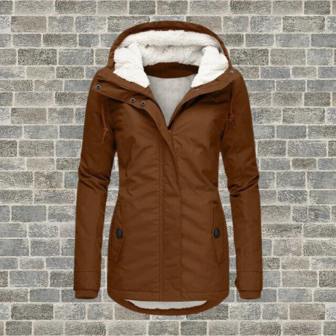 Women's Hooded Coat Pleated Cotton Fabric