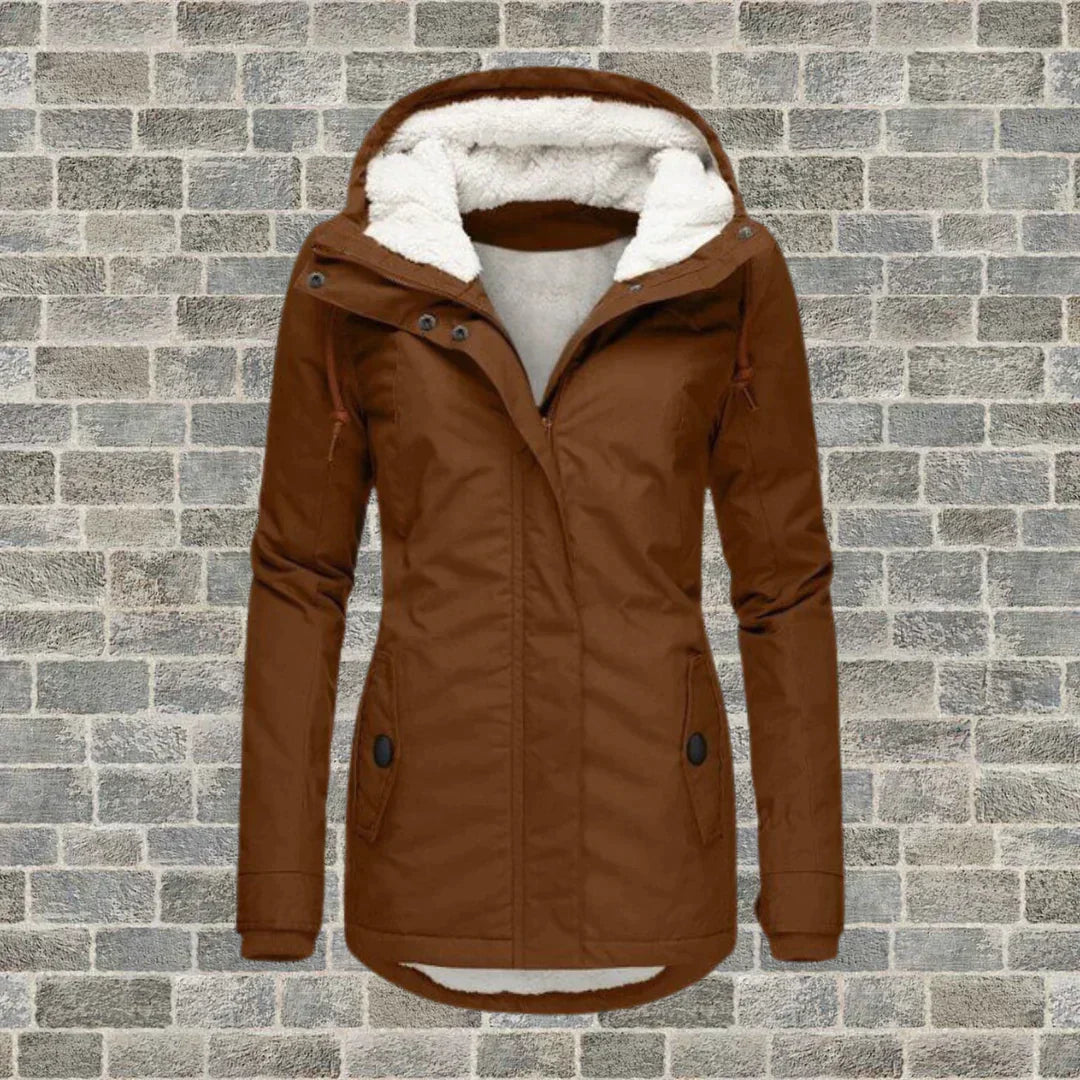 Practical winter coat Pleated cotton hood