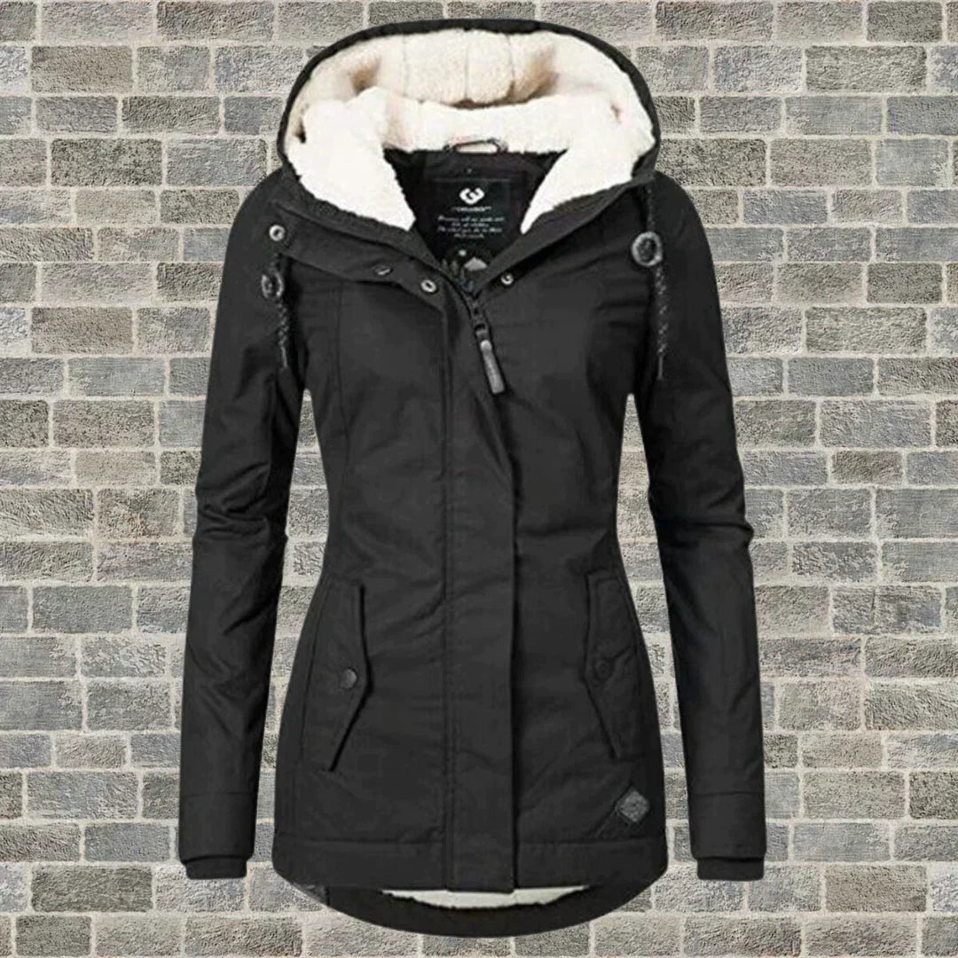 Pleated winter coat cotton hood