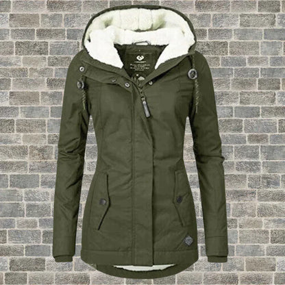 Practical winter coat Pleated cotton hood