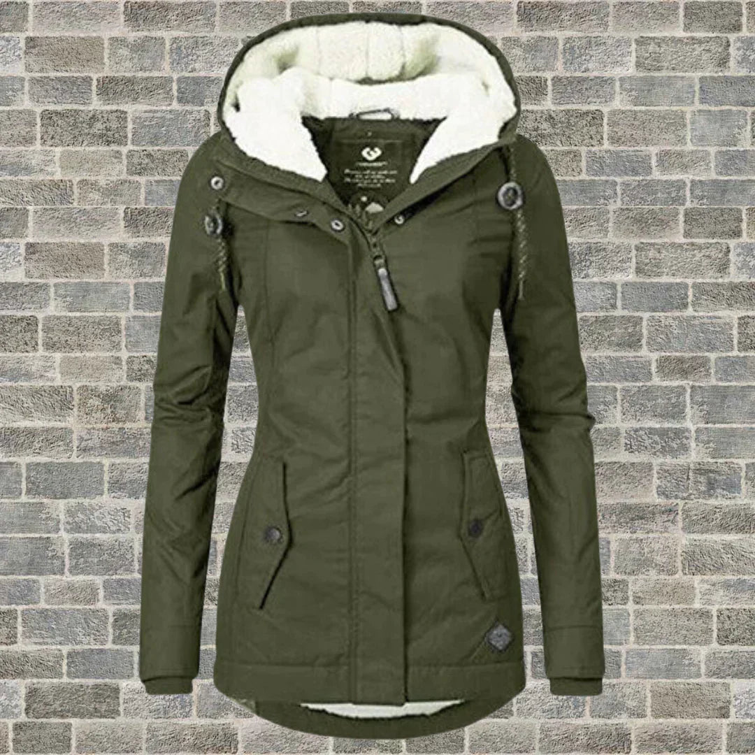 Pleated winter coat cotton hood