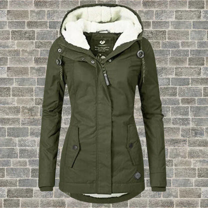 Pleated winter coat cotton hood