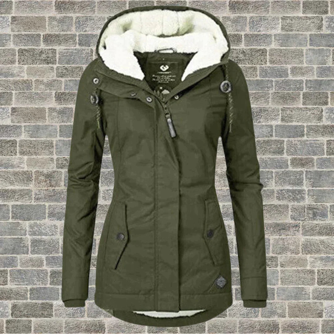 Women's Hooded Coat Pleated Cotton Fabric