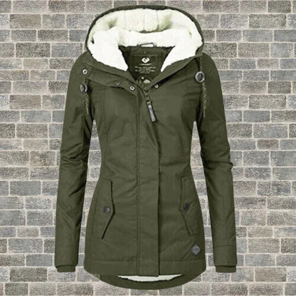 Women's Hooded Coat Pleated Cotton Fabric