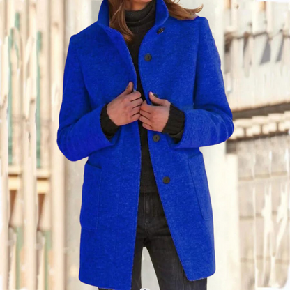 Elegant women's coat with high collar
