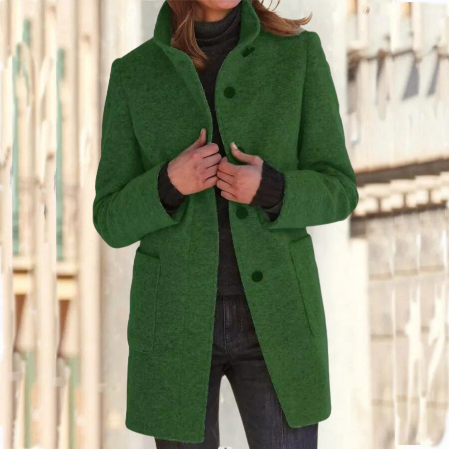 Elegant women's coat with high collar