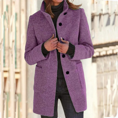 Elegant women's coat with high collar