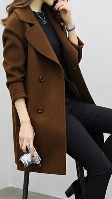Elegant double-breasted women's winter coat