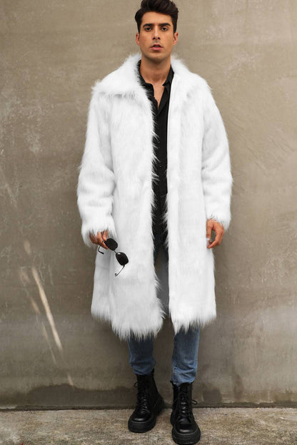 Men's Elegant Black Long Fur Winter Jacket