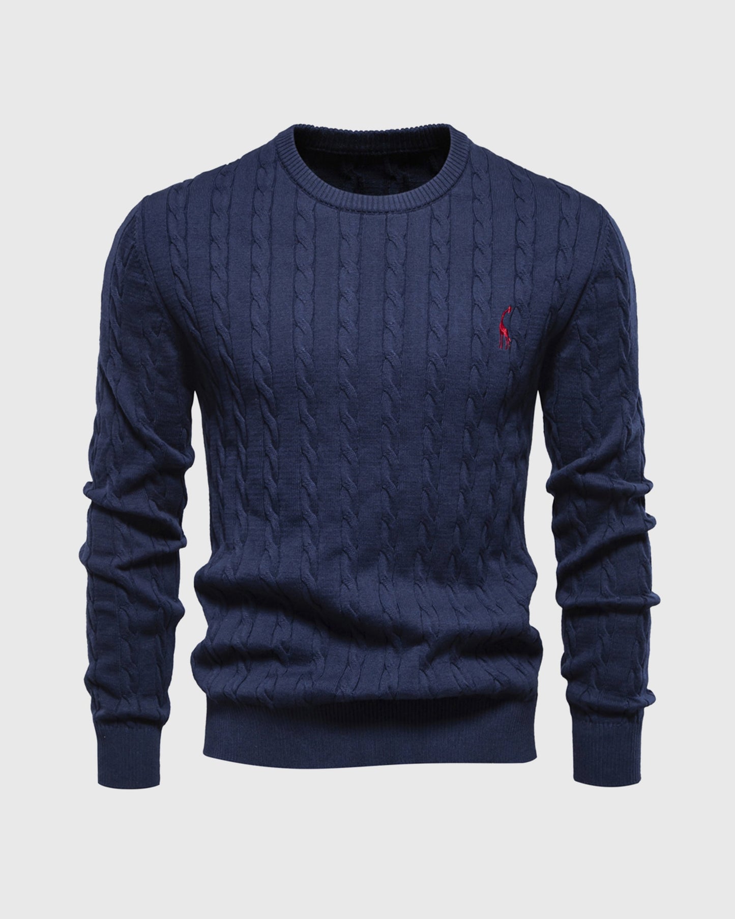 Stylish Clothing | Cable Knit Regular Fit Ribbed Cuffs Logo Detail